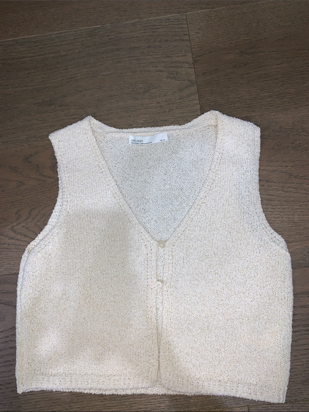 OAK + FORT Cream Knit V-Neck Tank Vest